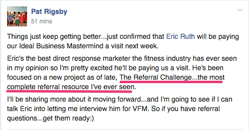 Pat Rigsby talks about The Referral Challenge with Eric Ruth